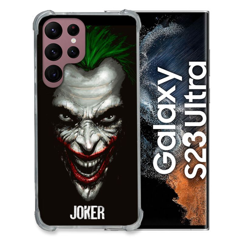 Coque Renfocée en Verre Trempé Pour Samsung Galaxy S23 Ultra Joker Noir