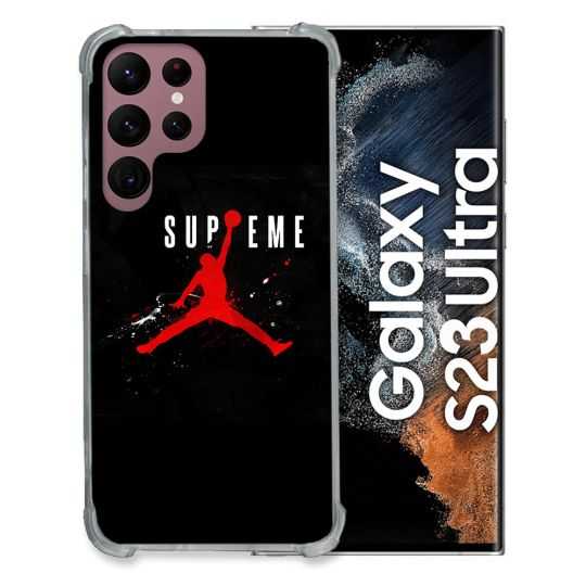 Coque Renfocée en Verre Trempé Pour Samsung Galaxy S23 Ultra Jordan Supreme Noir