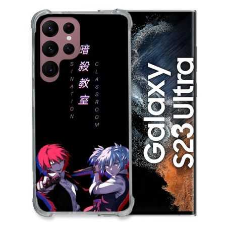Coque Renfocée en Verre Trempé Pour Samsung Galaxy S23 Ultra Manga Assassination Classroom Duo