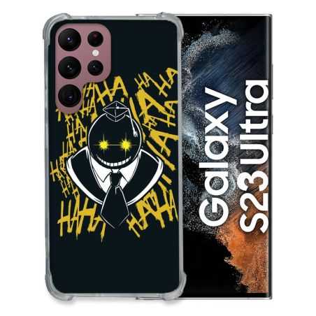 Coque Renfocée en Verre Trempé Pour Samsung Galaxy S23 Ultra Manga Assassination Classroom Kuro Noir