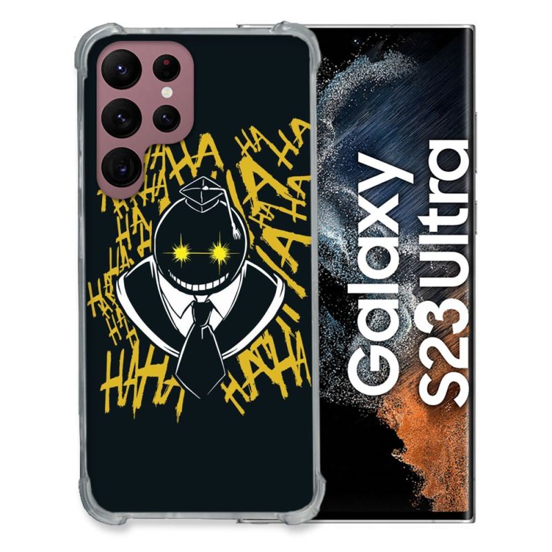 Coque Renfocée en Verre Trempé Pour Samsung Galaxy S23 Ultra Manga Assassination Classroom Kuro Noir
