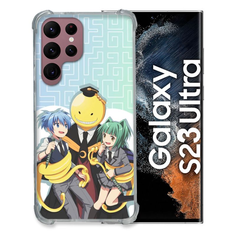 Coque Renfocée en Verre Trempé Pour Samsung Galaxy S23 Ultra Manga Assassination Classroom Kuro Trio