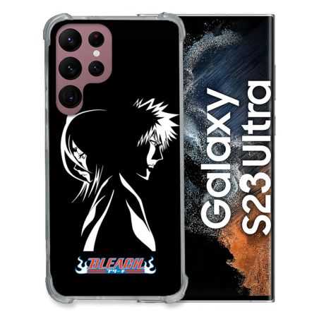 Coque Renfocée en Verre Trempé Pour Samsung Galaxy S23 Ultra Manga Bleach Duo