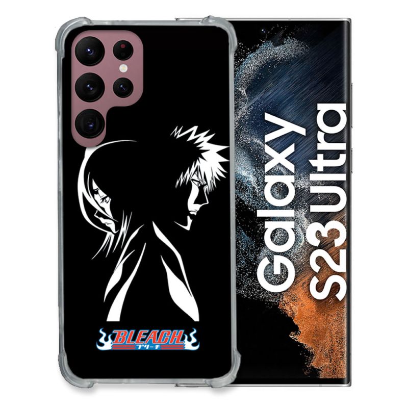 Coque Renfocée en Verre Trempé Pour Samsung Galaxy S23 Ultra Manga Bleach Duo