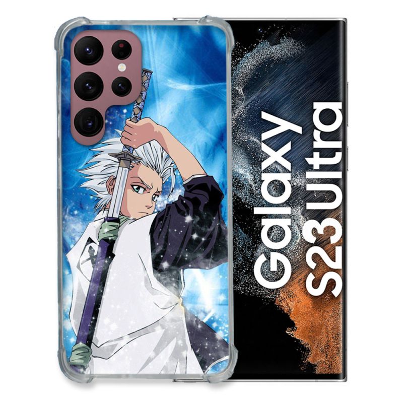 Coque Renfocée en Verre Trempé Pour Samsung Galaxy S23 Ultra Manga Bleach Hitsugaya