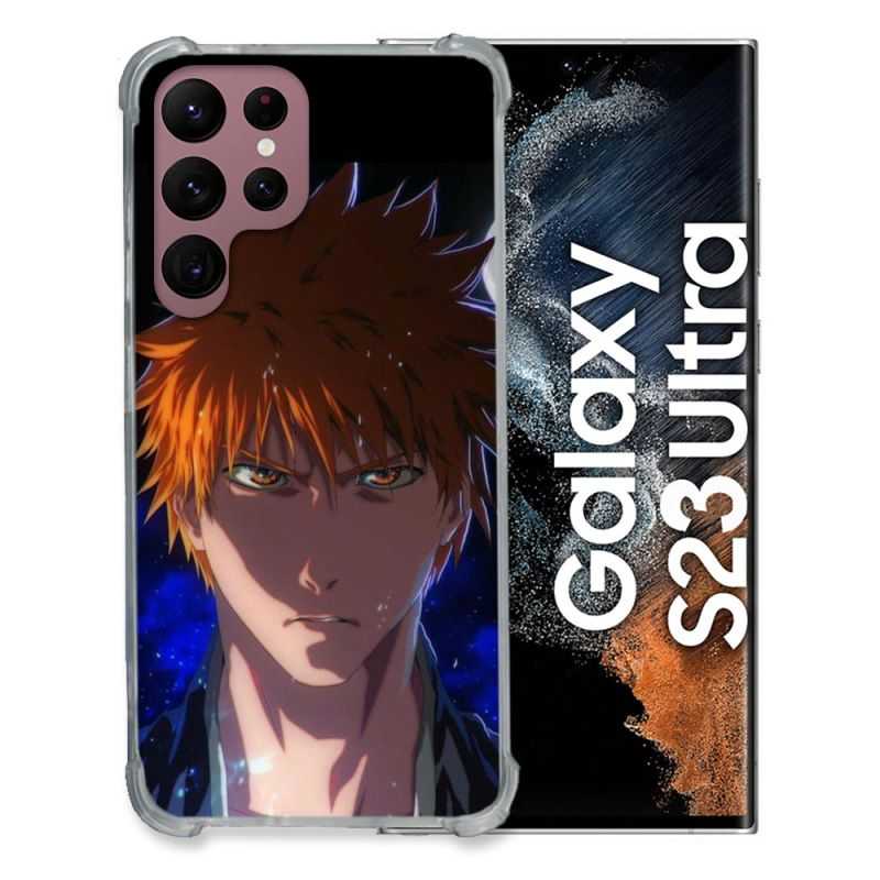 Coque Renfocée en Verre Trempé Pour Samsung Galaxy S23 Ultra Manga Bleach Ichigo