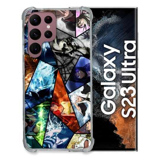 Coque Renfocée en Verre Trempé Pour Samsung Galaxy S23 Ultra Manga Bleach Pele Mele