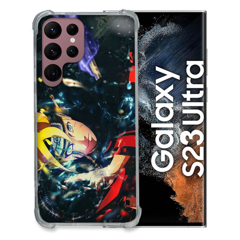 Coque Renfocée en Verre Trempé Pour Samsung Galaxy S23 Ultra Manga Boruto Eclair