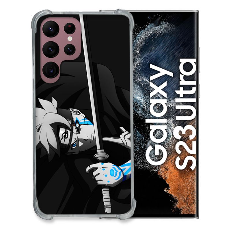 Coque Renfocée en Verre Trempé Pour Samsung Galaxy S23 Ultra Manga Boruto Epée