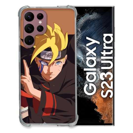 Coque Renfocée en Verre Trempé Pour Samsung Galaxy S23 Ultra Manga Boruto Signe