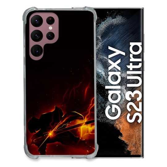 Coque Renfocée en Verre Trempé Pour Samsung Galaxy S23 Ultra Manga Demon Slayer Electric