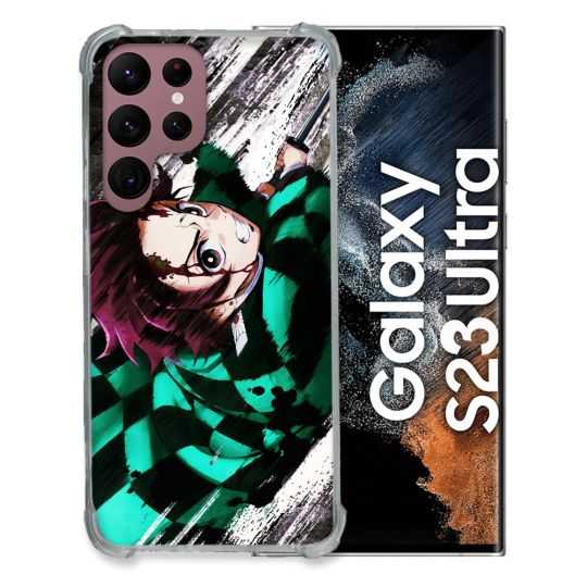 Coque Renfocée en Verre Trempé Pour Samsung Galaxy S23 Ultra Manga Demon Slayer Tanjiro