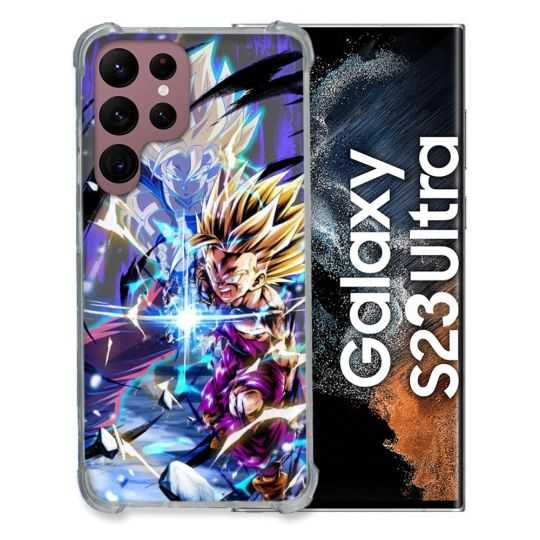Coque Renfocée en Verre Trempé Pour Samsung Galaxy S23 Ultra Manga Dragon Ball Sangohan Duo