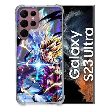 Coque Renfocée en Verre Trempé Pour Samsung Galaxy S23 Ultra Manga Dragon Ball Sangohan Duo