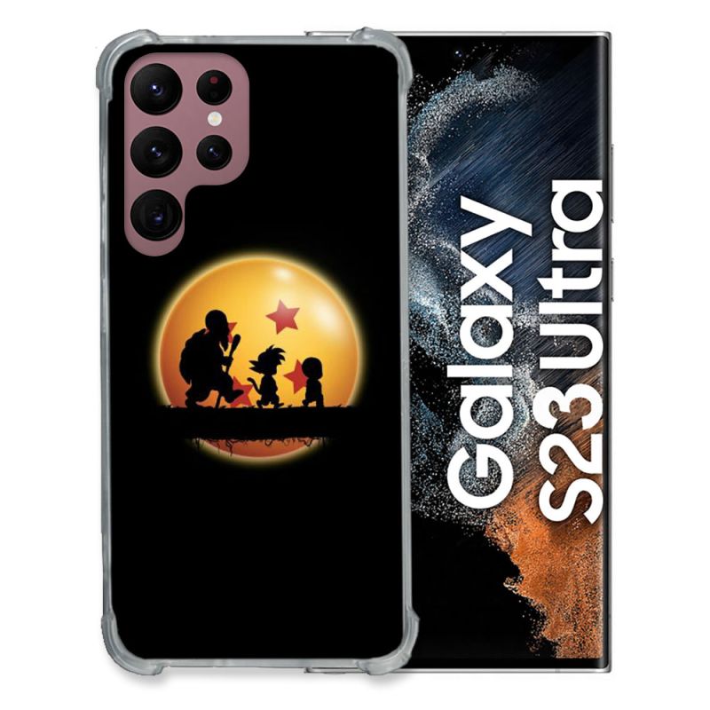 Coque Renfocée en Verre Trempé Pour Samsung Galaxy S23 Ultra Manga Dragon Ball Vintage