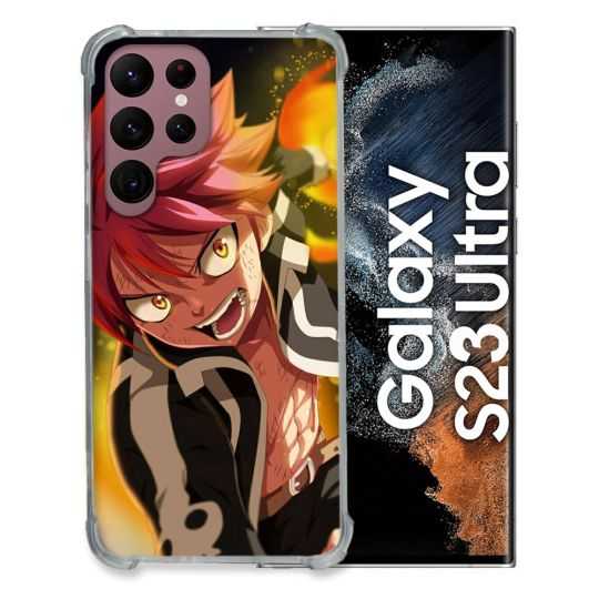 Coque Renfocée en Verre Trempé Pour Samsung Galaxy S23 Ultra Manga Fairy Tail Natsu