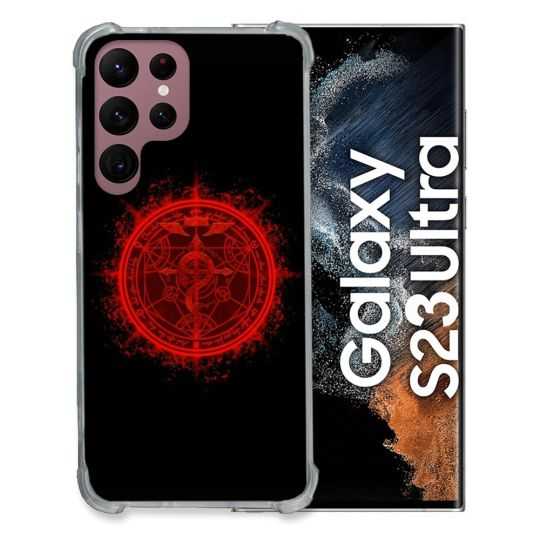Coque Renfocée en Verre Trempé Pour Samsung Galaxy S23 Ultra Manga Fullmetal Alchemist Logo