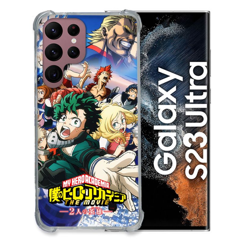 Coque Renfocée en Verre Trempé Pour Samsung Galaxy S23 Ultra Manga My Hero Academia Affiche