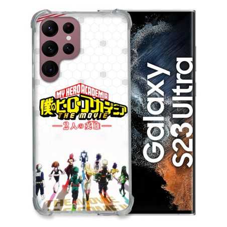 Coque Renfocée en Verre Trempé Pour Samsung Galaxy S23 Ultra Manga My Hero Academia Blanc