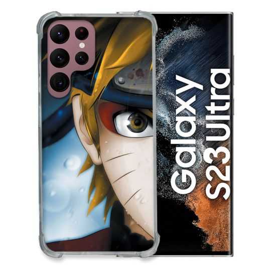 Coque Renfocée en Verre Trempé Pour Samsung Galaxy S23 Ultra Manga Naruto Blanc