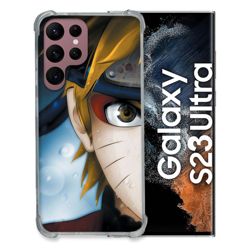 Coque Renfocée en Verre Trempé Pour Samsung Galaxy S23 Ultra Manga Naruto Blanc