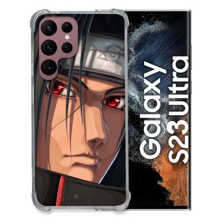 Coque Renfocée en Verre Trempé Pour Samsung Galaxy S23 Ultra Manga Naruto Itachi Visage