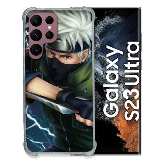 Coque Renfocée en Verre Trempé Pour Samsung Galaxy S23 Ultra Manga Naruto Kakashi