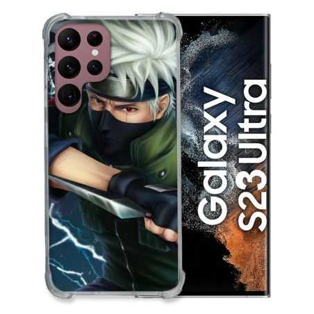 Coque Renfocée en Verre Trempé Pour Samsung Galaxy S23 Ultra Manga Naruto Kakashi