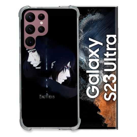 Coque Renfocée en Verre Trempé Pour Samsung Galaxy S23 Ultra Manga Naruto Sasuke Itachi