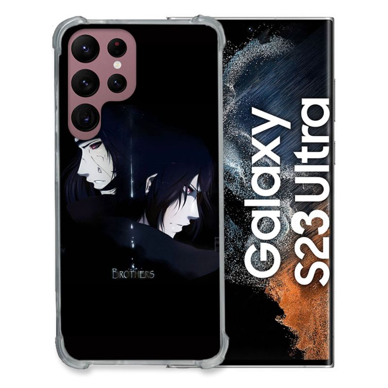 Coque Renfocée en Verre Trempé Pour Samsung Galaxy S23 Ultra Manga Naruto Sasuke Itachi