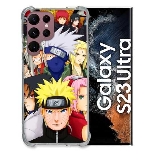 Coque Renfocée en Verre Trempé Pour Samsung Galaxy S23 Ultra Manga Naruto Team