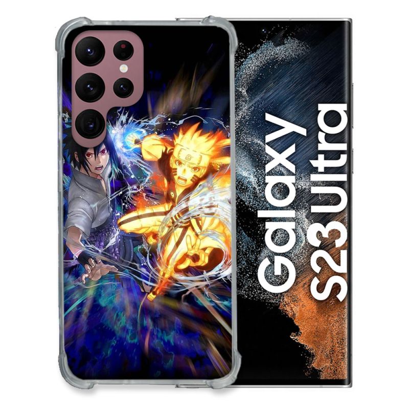 Coque Renfocée en Verre Trempé Pour Samsung Galaxy S23 Ultra Manga Naruto VS