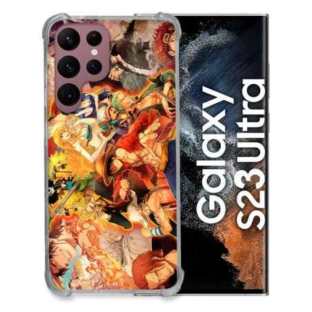 Coque Renfocée en Verre Trempé Pour Samsung Galaxy S23 Ultra Manga One Piece Nakama