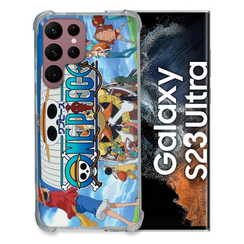 Coque Renfocée en Verre Trempé Pour Samsung Galaxy S23 Ultra Manga One Piece Sunny