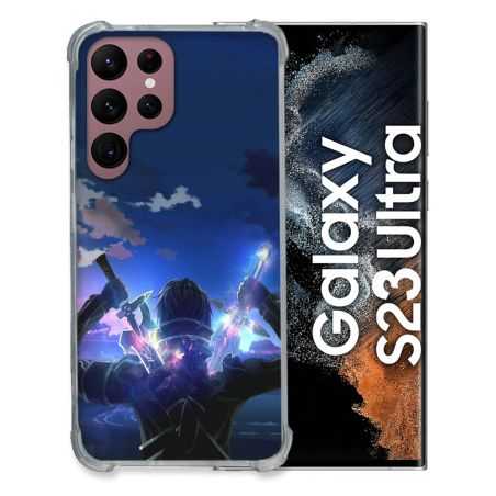 Coque Renfocée en Verre Trempé Pour Samsung Galaxy S23 Ultra Manga SAO sword Art Online Epee