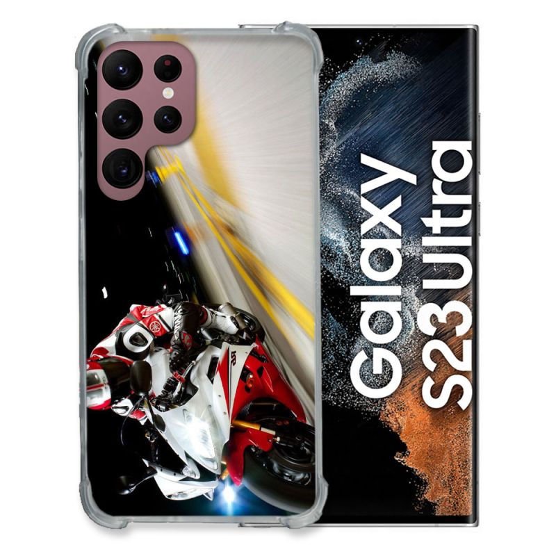 Coque Renfocée en Verre Trempé Pour Samsung Galaxy S23 Ultra Moto Course GP R6