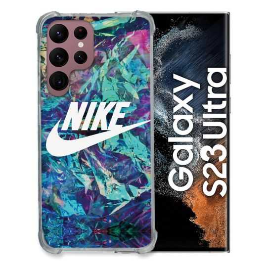 Coque Renfocée en Verre Trempé Pour Samsung Galaxy S23 Ultra Nike Turquoise