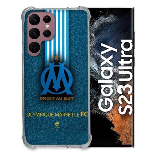Coque Renfocée en Verre Trempé Pour Samsung Galaxy S23 Ultra Olympique Marseille OM Bande