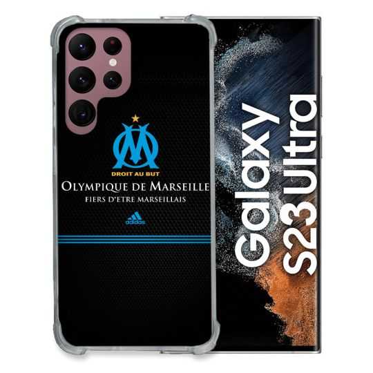 Coque Renfocée en Verre Trempé Pour Samsung Galaxy S23 Ultra Olympique Marseille OM Fier etre Marseillais