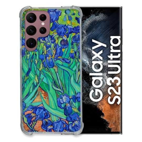 Coque Renfocée en Verre Trempé Pour Samsung Galaxy S23 Ultra Peinture Iris