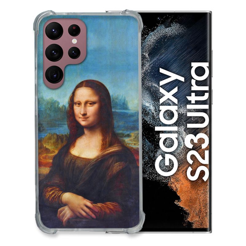 Coque Renfocée en Verre Trempé Pour Samsung Galaxy S23 Ultra Peinture Joconde