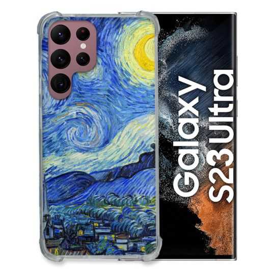 Coque Renfocée en Verre Trempé Pour Samsung Galaxy S23 Ultra Peinture La nuit étoilée