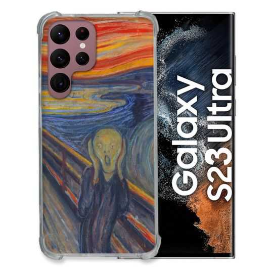 Coque Renfocée en Verre Trempé Pour Samsung Galaxy S23 Ultra Peinture Le Cri