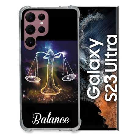 Coque Renfocée en Verre Trempé Pour Samsung Galaxy S23 Ultra Signe Zodiaque 2 Balance