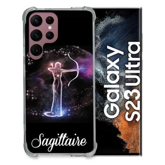 Coque Renfocée en Verre Trempé Pour Samsung Galaxy S23 Ultra Signe Zodiaque 2 Sagittaire