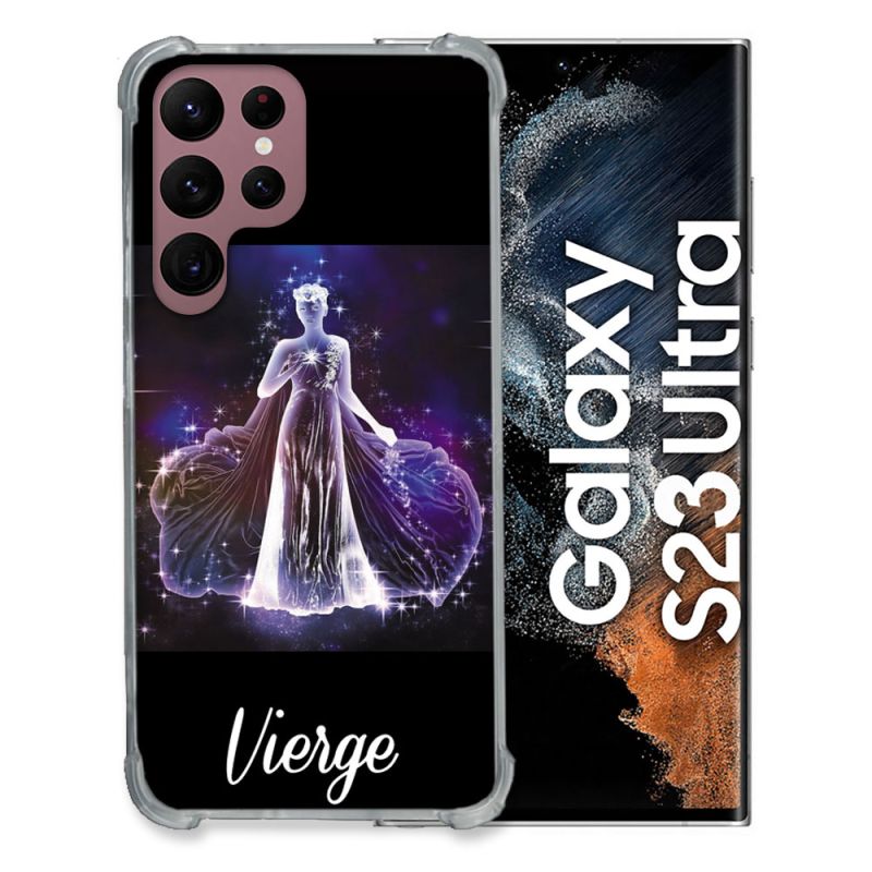 Coque Renfocée en Verre Trempé Pour Samsung Galaxy S23 Ultra Signe Zodiaque 2 Vierge