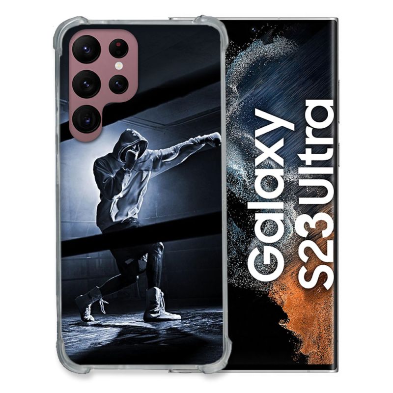 Coque Renfocée en Verre Trempé Pour Samsung Galaxy S23 Ultra Sport Boxe Poing