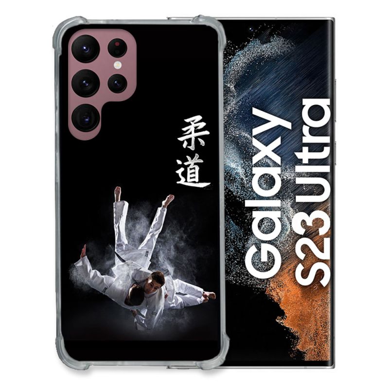 Coque Renfocée en Verre Trempé Pour Samsung Galaxy S23 Ultra Sport Judo Noir