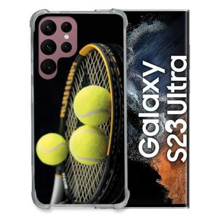 Coque Renfocée en Verre Trempé Pour Samsung Galaxy S23 Ultra Sport Tennis Balls
