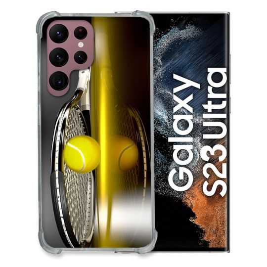 Coque Renfocée en Verre Trempé Pour Samsung Galaxy S23 Ultra Sport Tennis Reflet